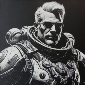 Tableau steampunk Zoom gravure laser toile noire LTBZ Création.