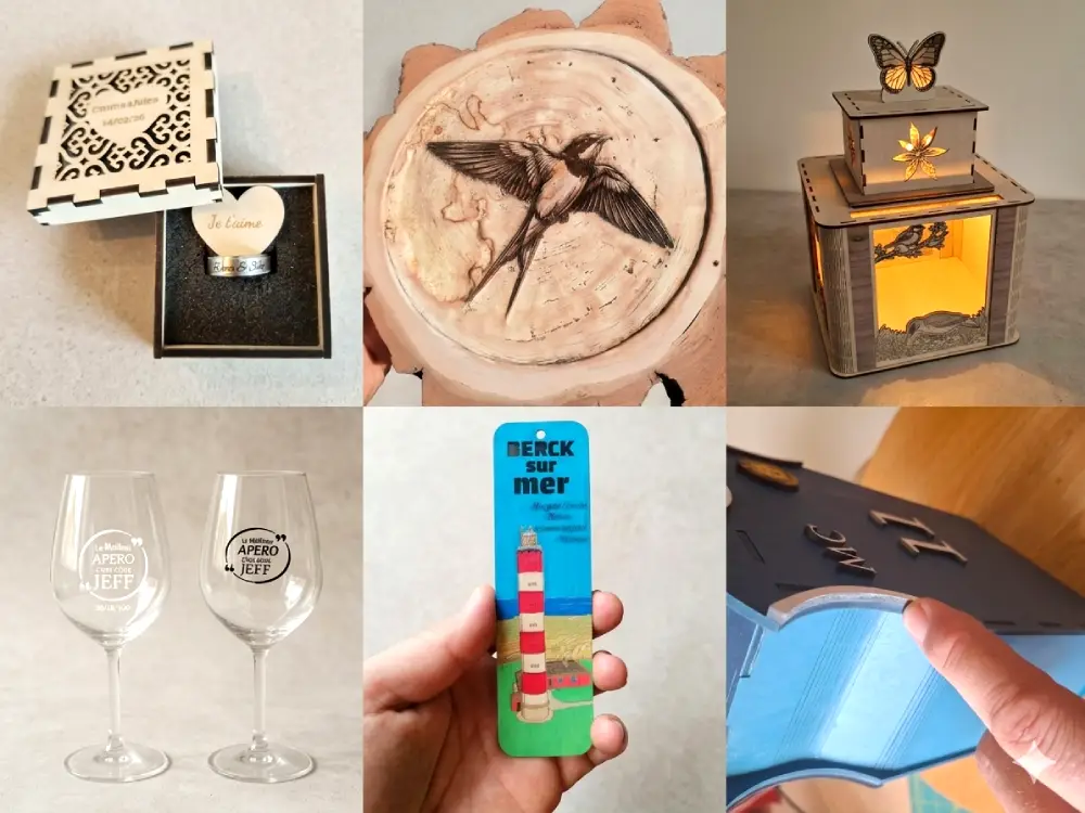 montage photo divers objet personnalisé via gravire laser ltbz creation